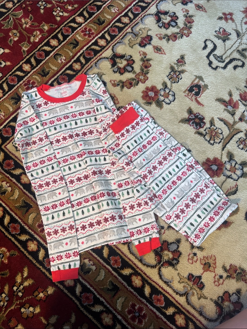 Kids Red & White Holiday Pajama Set